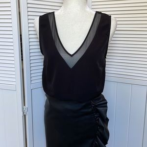 Black Double Vneck Blouse Mesh Sleeveless Top Blouse tank small Forever 21